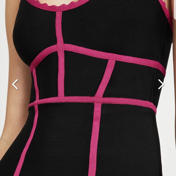 BCBGMaxAzria bodycon midi black/hot pink dress - NWT - size large - Picture 6 of 8